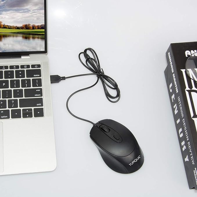 YUMQUA Computer Mice Wired 12 Pack USB PC Mice Bulk with Cord Office Home Classroom Silent Optical Corded Mouse with 2 Adjustable DPI for PC Desktop Computer Mac Laptop