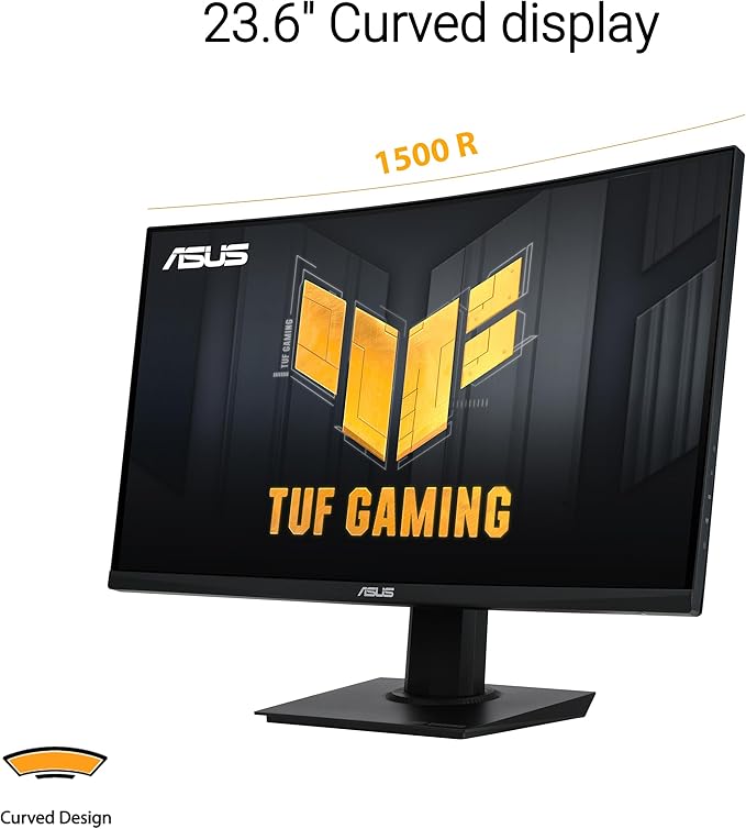 ASUS TUF Gaming 24” (23.6 inch viewable) Curved Monitor (VG24VQER) – FHD 180Hz 1ms DCI-P3 90% Extreme Low Motion Blur Sync FreeSync Shadow Boost Eye Care DisplayWidget Center 3yr Warranty