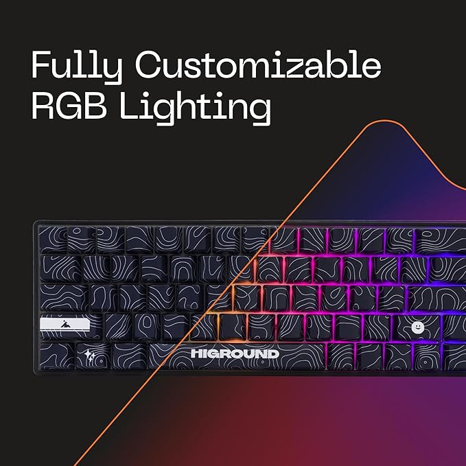 Higround Trailhead 65% Mechanical USB Wired Gaming Keyboard TTC Linear Custom Switches Programable RGB Hot-Swappable Deep Thock Creamy Sounding PC Keyboard Pre-lubed (BLACKICE)