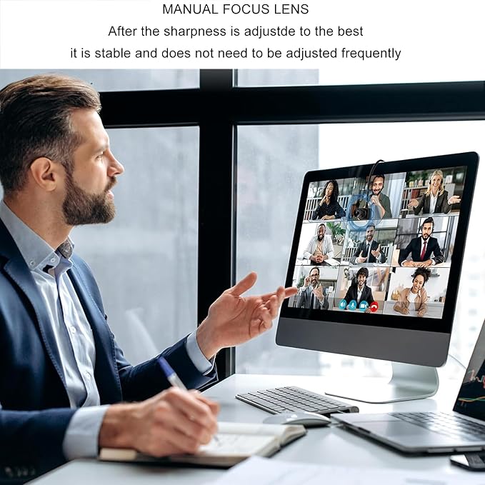 FOSA 1080P Center Webcam HD USB Web Eye to Camera with Built in Noise Reduction Microphone for Video Conferencing Recording