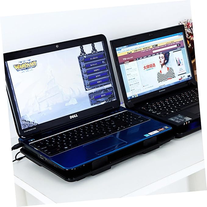 NUOBESTY Laptop Cooling Pad with Ultra Quiet Fans Flap Design for Gaming and Office Use Portable Laptop Cooler Sleek Black Finish