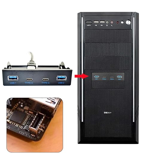 Chenyang 4 Ports 2 USB C ＆ 2 USB 3.0 to USB 3.1 Type E Front Panel Header USB HUB Port Multiplier Expansion Adapter for 3.5 Floppy Bay