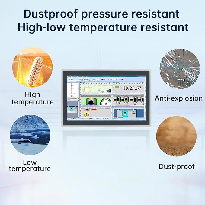 15.6-Inch Industrial Touch Screen Monitor Ratio 16:9 Embedded PCAP Touchscreen Monitors | 10-Point Touch | No Drive Plug and Play | IP65 Front | HD-MI VGA USB Port