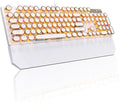 MageGee Typewriter Mechanical Gaming Keyboard Retro Gold Punk Round Keycaps LED Backlit Wired Keyboards for Laptop MAC PC Gamer with Magnetic Wrist Rest - Blue Switch