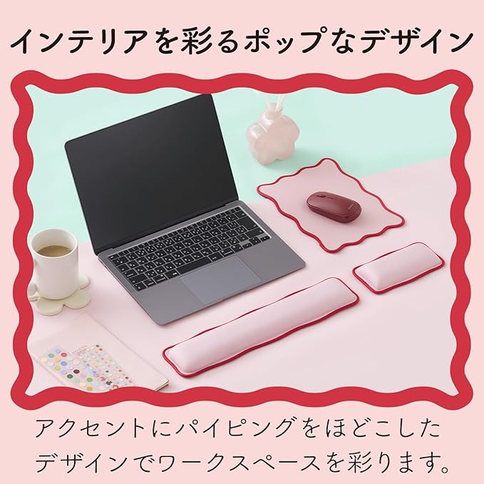 Elecom MOH-UKS01PN Mouse Pad Wrist Rest Short Wave UKIU Pink
