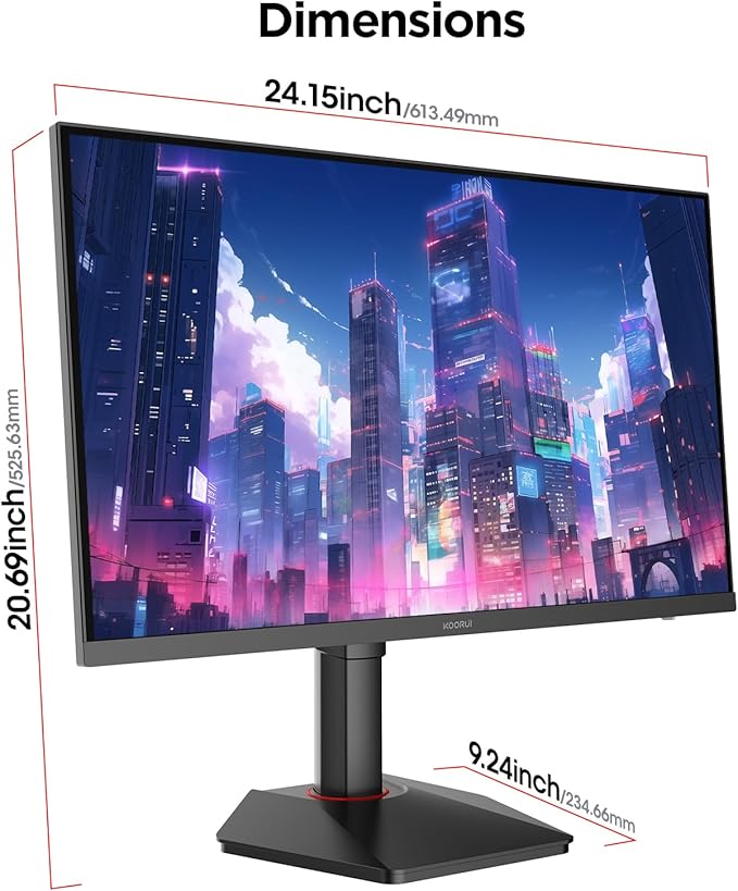 KOORUI 27 Inch Gaming Monitor 1440p 320Hz Fast IPS PC Monitor 1ms HDR400 98% DCI-P3 PIP/PBP Mode Adaptive Sync Compatible Ergonomic Stand HDMI 2.1 &amp DisplayPort 1.4 VESA Mountable G2721E