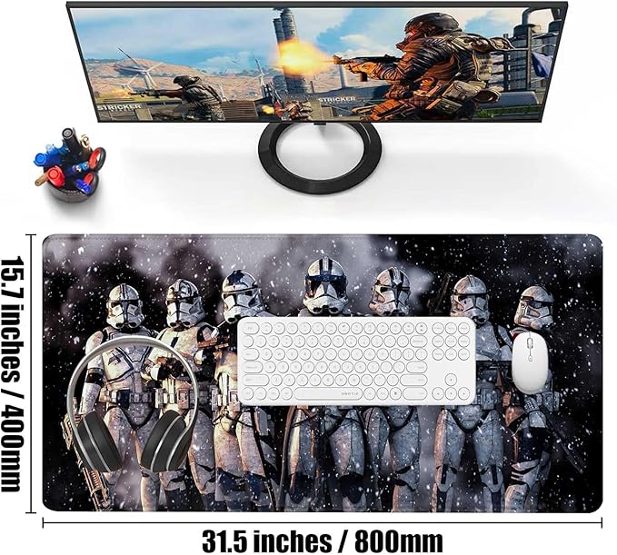 Extra Large Gaming Mouse Pad Design Desk Pad XXLMousepad with Non-Slip Rubber Base &amp Stitched Edges Mouse MatPortable Desk Mat for Computer Keyboard Mice Laptop and PC31.5X15.7 inches