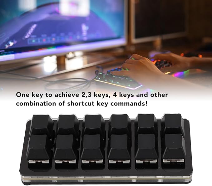 Denash 12 Key Mechanical Keyboard RGB Multifunctional Small Mechanical Red Switch Gaming Keyboard for PC Enjoy Shortcuts Customizable Scripts RGB Colorful Lights Light and Portable