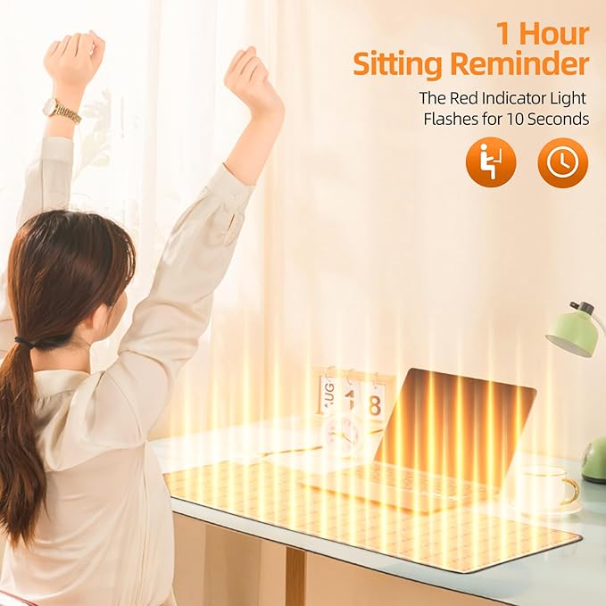 Heated Desk Pad Mouse Pad - Heated Desk Mat - Warm Desk Pad - 3 Levels Heating &amp 4 Hours Auto Shut-Off PU Leather Mouse Pad - 31.5 x 13 inch (Medium Grey)