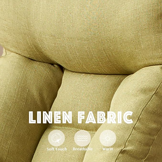 Floor Chair with Back Support Swivel Gaming Chair with 5 Adjustable Position Meditation Chair with Phone Holder Linen Indoor Lounge Chair for Lazy Boys Living Room Bedroom Lounge Green
