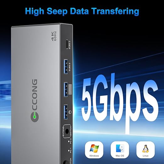 USB C HDMI KVM Switch 1 Monitors 2 Computers4K@60Hz KVM Switch 2 Port for 1 Laptop 1 Desktop Share 1 Monitor Keyboard Mouse Printer and 100W PD Charging for LaptopWired Remote 2 USB Cable Included