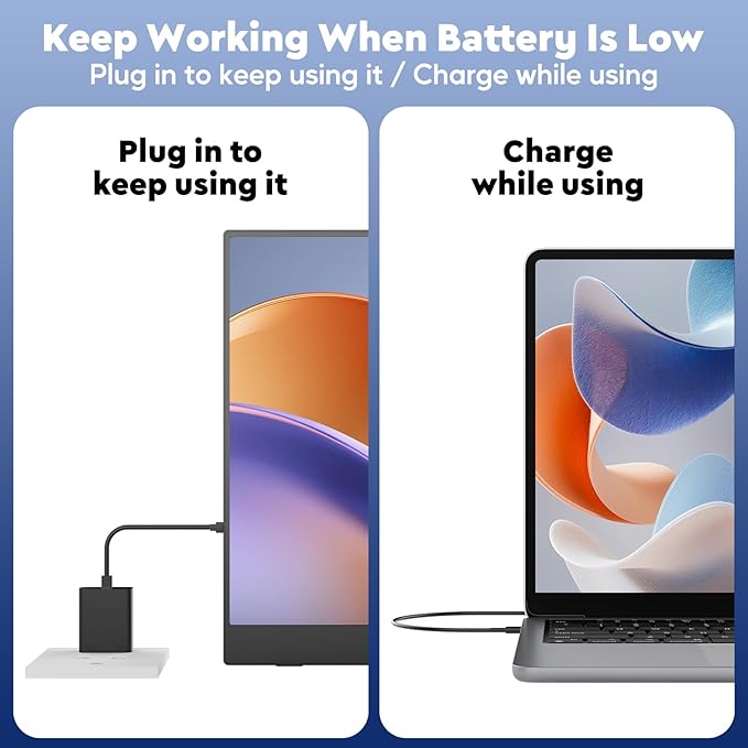 17.3 Wireless Portable Monitor with Built‑in 8000mAh Battery 4H AirPlay &amp Miracast 2.5K QHD 2560x1400 IPS Matte HDR 125% sRGB 500 Nits VESA Auto Rotation for Phone/Tablet USB‑C &amp Mini
