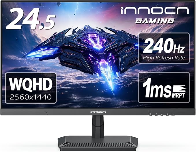 INNOCN 24.5 Inch Gaming Monitor 1440P 240Hz QHD 2K PC Desktop Gaming Screen Fast IPS HDMI 2.1 Display DisplayPort Built-in Speaker 25G2S