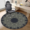Blue Indigo PU Leather Gaming Chair Mat Chair Mat for Hardwood Floor Mandala Exotic Floral Ornament Round Round Floor Mats for Office Chair Computer Desk Anti Slip Modern Tribal Diameter 47.2 in