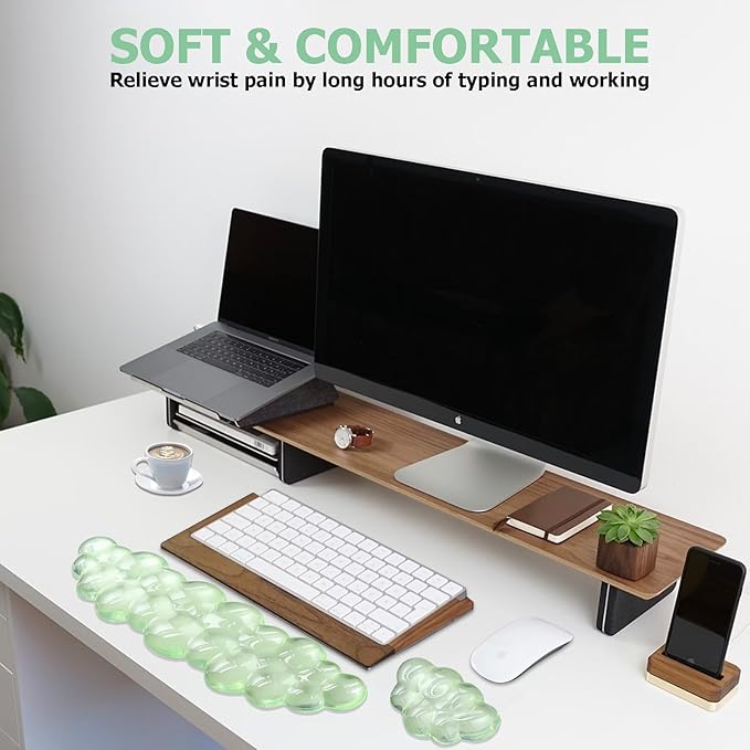 Gel Cloud Wrist Rest Keyboard Cute Wrist Rest for Computer Keyboard Ergonomic keyboard Wrist Rest and Soft Mouse Wrist Rest for Typing Pain Relief Suitable for Office Home Computer Gaming Green