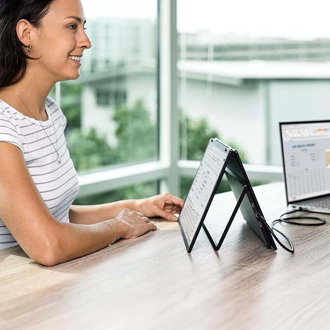 SideTrak Solo Book 15.6 Foldable Dual Screen Portable Monitor - FHD Portable Stacked Monitor External Display for Laptop Extender with Stacked Dual Monitors for Mac PC and Chromebook