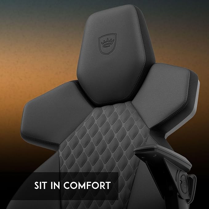 noblechairs Dawn Gaming Chair-Black - Ergonomic Desk Chair with Folding Armrests Synchronous Mechanism Faux Leather Cover Lumbar Support Universal Wheels