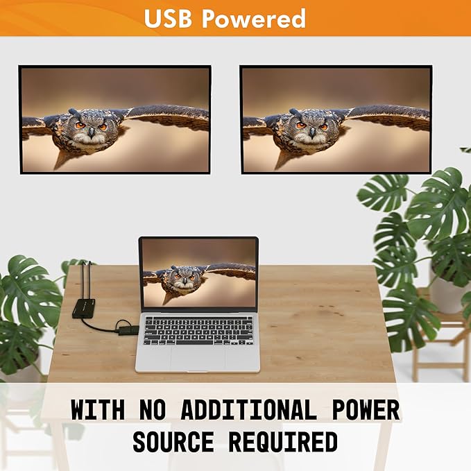 J-Tech Digital USB C to HDMI Adapter 4K 30Hz 1080P 60Hz Dual Monitor Adapter USB-A or USB-C in USB Powered Mirror Extend Rotation Clamshell Modes [JTD-USB-2HDMI]