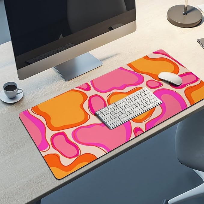 Abstract Mouse Pad Large Desk Mat Extended Keyboard Mouse Pad with Non-Slip Base and Stitched Edge Mouse Mat Desk Pad 36x16 Mouse Pads for Desk Home Office Gaming