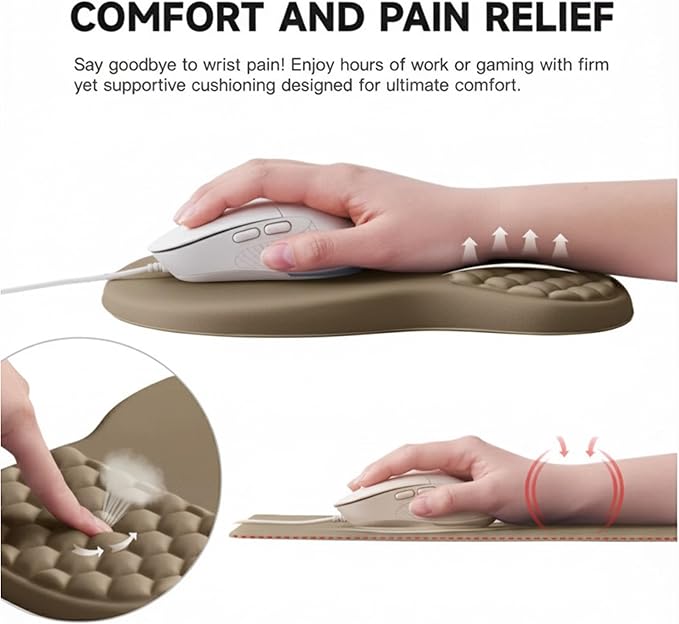 Ergonomic Mouse Pad with Wrist Support Memory Foam Wrist Rest for Carpal Tunnel &amp Wrist Pain Relief Non-Slip Rubber Base Comfortable Gaming Mousepad for Computer Laptop Office &amp Home