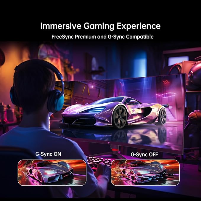 KTC 34'' Curved Ultrawide Gaming Monitor 21:9 3440x1440p 165Hz 1ms 1500R Curved Monitor Freesync G-sync Picture by PicturePIP Height/Tilt/Swivel/Pivot