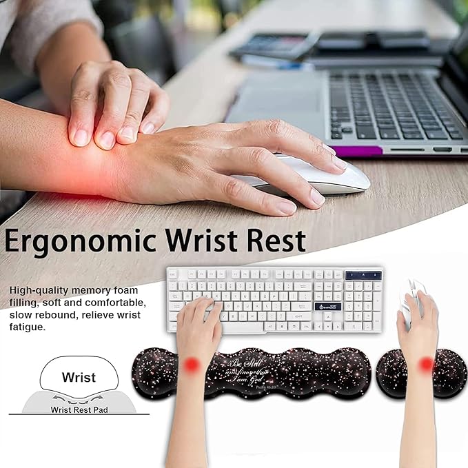 Large Gaming Mouse PadExtended Office Desk MatWaterproof Desk Writing Pad for Office/Home Ergonomic Mouse &ampKeyboard Wrist RestPsalm 46：10 Rose Gold Glitter Laptop Desk Pad Black Mousepad Wrist