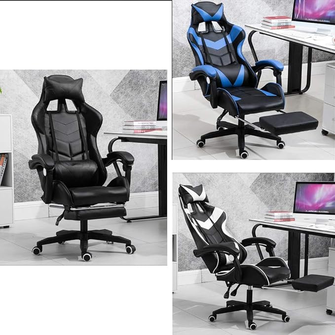 UISLA Swivel Task Ergonomics Lift Seat with footrest High Back Gaming Multifunction with Headrest and Lumbar Support for Video Game Swivel fied