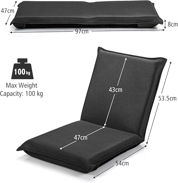 S AFSTAR Adjustable Floor Chair Set of 2 Cushioned Lounger Recliner with 6-Position Comfortable Back Support &amp Thick Padded Lazy Sofa Floor Gaming Chair Floor Seat for Gaming Reading Meditation