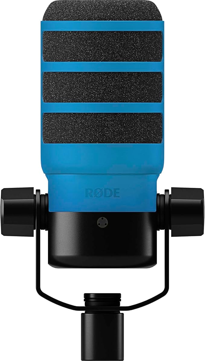 Rode PodMic Cardioid Dynamic Broadcast Microphone with WS14 PodMic Pop Filter - Blue