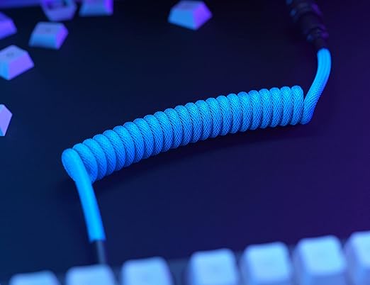 Glorious Coiled Keyboard Cable – Coiled USB C Cable Artisan Braided Cables for Mechanical Gaming Keyboard Coiled Cable -Custom Keyboard Cable (Black)