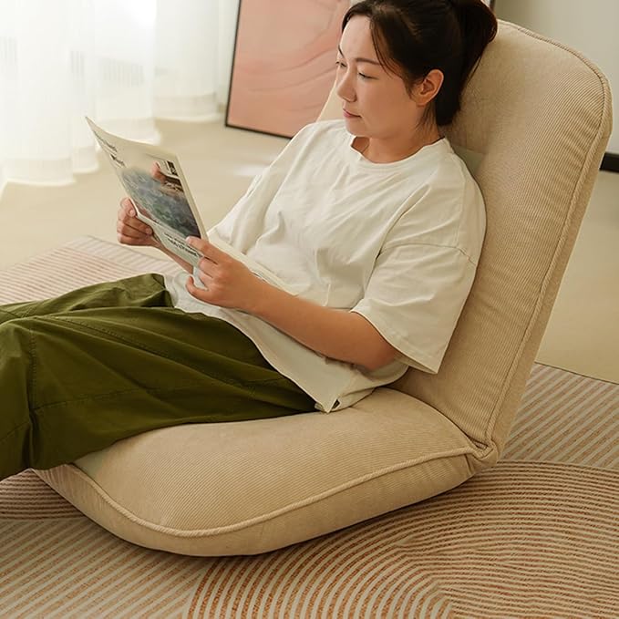 Floor Chairs for Adults Floor Gaming Chair with Back Support 5 Adjustable Position Sponge Padding Floor Seating Lounge for Reading Watching Tv Meditation(/Purple B)
