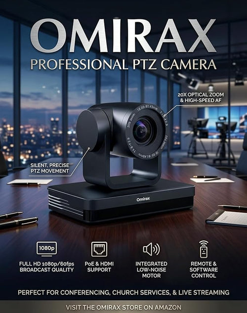 1080P PTZ Camera with AI Auto Tracking 20X Optical Zoom 3G-SDI/HDMI/USB3.0/IP/PoE RS232/RS422/RS485 Remote Included Professional Live Streaming Camera for Church &amp Conference
