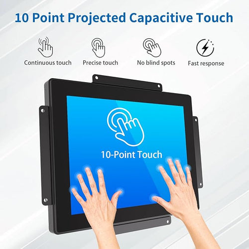 10.4 Inch Open Frame Touch Monitor PCAP 10-Point Touch Industrial Touchscreen Monitor with HDMI/VGA/DVI Interface Active Matrix TFT LCDLED Backlight with VESA Mount