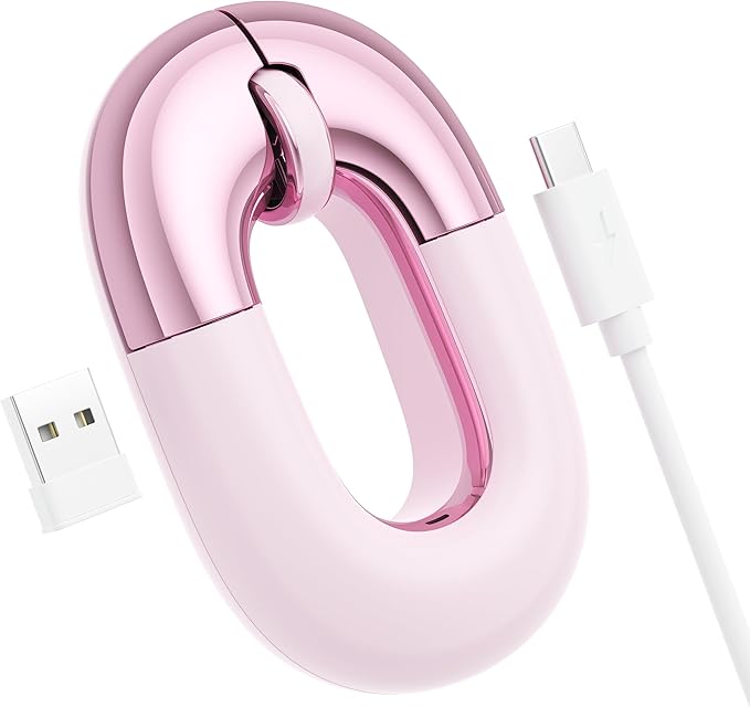 Travel Mouse Dual Mode Wireless Charging MouseMacaron Color Scheme Sweet Donut Bluetooth Computer MiceSilent and Lightweight1200 DPI Optical TrackingCompatible with PCMacLaptop（Carmine pink）