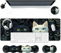 Large Mouse Pad Wrist Support SetDesk Pad+Keyboard Wrist Rest+Mouse Pad Wrist Support+Coaster4in1 XXL Big MousepadErgonomic Design Gaming Mat for Home Office TableCat in The Grass