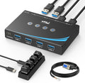 eKL USB 3.0 Switch 4 Computers Sharing Mouse Keyboard Printer Scanner 4 Port USB Switcher with RS232 Serial Switching Remote Controller 3.5mm Mic &amp Headset Audio Jack 4 USB 3.0 Cables Included