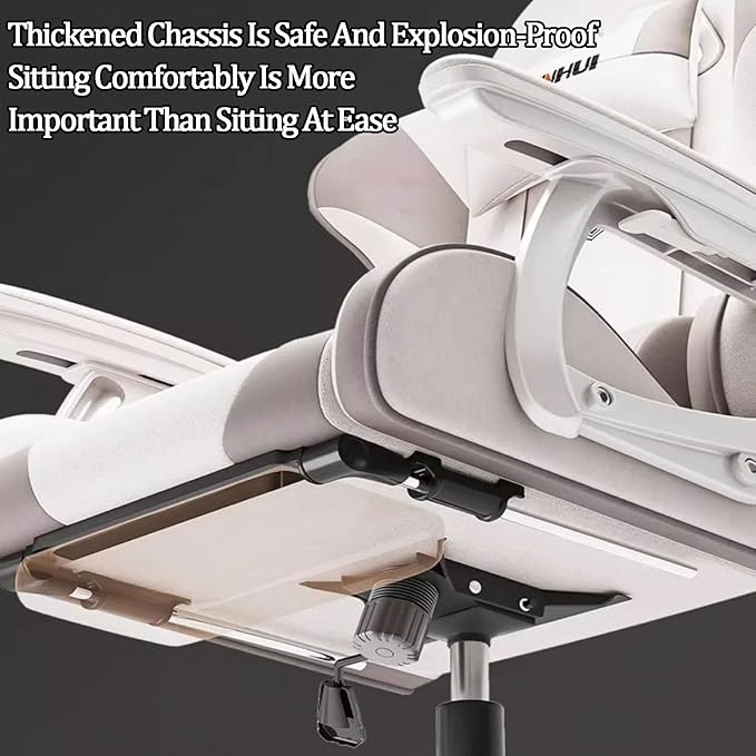 JSWHYBD Ergonomic Office Chair with Footrest Video Gaming Chairs for Adults 400lb High Back Reclining Computer Chair Big and Tall Pu Leather Adjustable Chair Havefootrest White