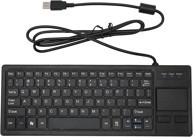 Wired Keyboard with Trackpad Ultra Thin Touch Keyboard with X Scissors Key Built in USB Hub Compact Mini Industrial Keypad for Food Service Marine Medical