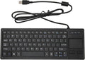 Wired Keyboard with Trackpad Ultra Thin Touch Keyboard with X Scissors Key Built in USB Hub Compact Mini Industrial Keypad for Food Service Marine Medical