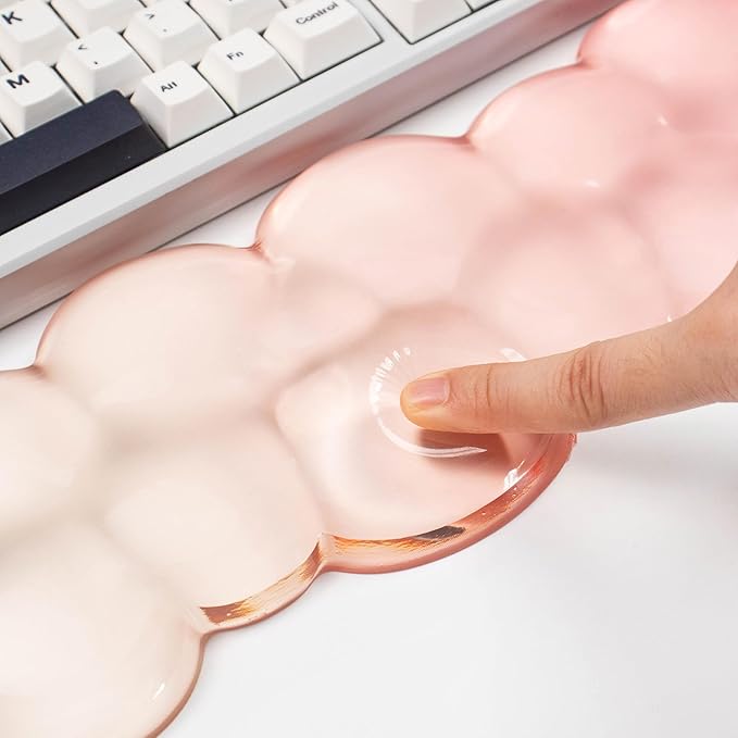 Gel Keyboard and Mouse Wrist Rest Set – Clear Cloud Wrist Rest for Computer Keyboard 60%/68%/75% Comfort &amp Support for Typing and Gaming(Orange)