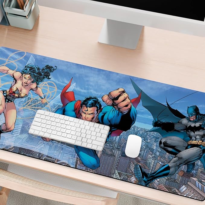 Head Case Designs Officially Licensed Justice League DC Comics Trinity Comic Book Covers 37.4 x 15.75 x 0.16 inches (900 x 400 mm) - XL Gaming Office Desk PC Keyboard Mouse Mat Pad