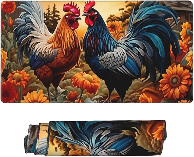 Colorful Chicken Desk Cover MatExtended Large Mouse PadComputer Laptop Mat Desk Decor for Office Game Home 30x16 Inch