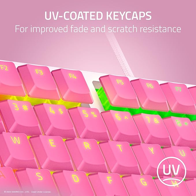 Razer Ornata V3 TKL Gaming Keyboard: Low-Profile Keys - Mecha-Membrane Switches - UV-Coated Keycaps - Backlit Media Keys - 8-Zone RGB Lighting - Magnetic Wrist Wrest - Hello Kitty &amp Friends Editio