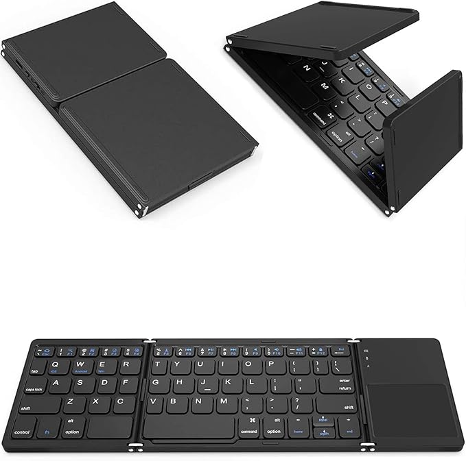 Slim Foldable Wireless Keyboard Compatible with Sony Xperia Z1 Compact with TOUCHPAD Mouse Fully Universal Providing 48H Use 560 Days Standby Portable Compact Tri-Fold Rechargeable!