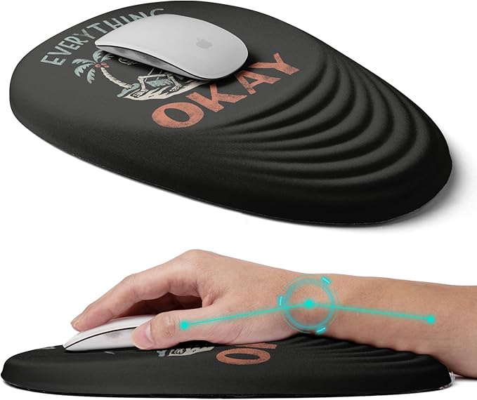 Ergonomic Mouse Pad with Wrist Rest SupportMousepad Relief Carpal Tunnel Pain Entire Memory Foam Mouse Pad with Non-Slip PU Base Wireless Mouse PadHuman Skeleton Skull