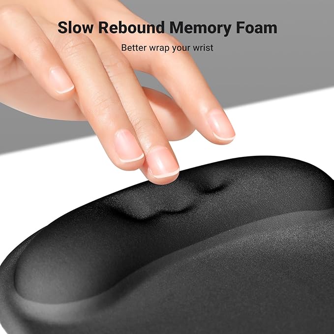 UGREEN Ergonomic Mouse Pad with Wrist Rest Support Memory Foam Smooth Surface Non-Slip Base Black/White