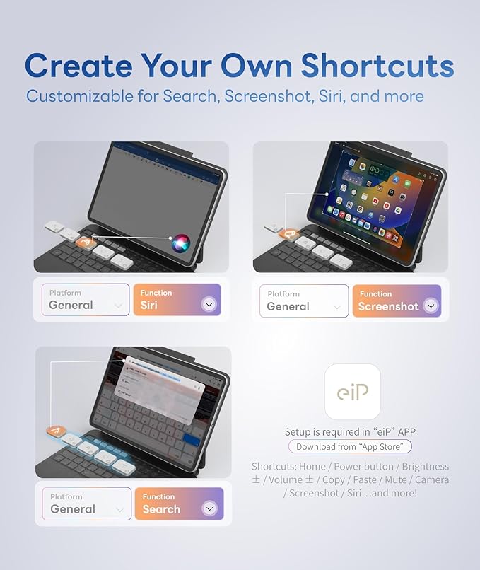 EIP Hyperkeys Keyboard for iPad Pro 11 inch (M4 / M5) 11 Magic Keyboard with Customizable Shortcuts Full-Area Control Trackpad Pen Sleeve Cantilever Stand 7-Color Backlight
