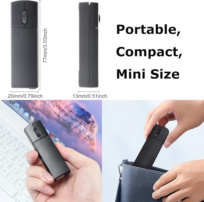 Wireless Mouse Mini Bluetooth 5.1/5.0 &amp 2.4Ghz Tri Mode MiceSmall Silent Portable Compact Finger Mice Cute Tiny Travel USB Mouse for MacBook Chromebook PC Laptop Computer Tablet Office School Gi
