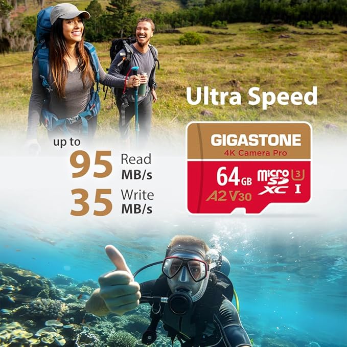 【5-Years Data Recovery】 GIGASTONE 64GB Micro SD Card 10-Pack 4K Camera Pro for GoPro Security Camera Wyze DJI Drone Dash Cam R/W up to 95/35MB/s MicroSDXC Memory Card UHS-I U3 A2 V30