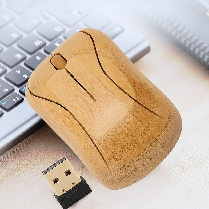 for XP Mouse Creative Bamboo Wooden 2.4G Cordless Mouse Low Noise Computer Mouse with USB Receiver for Notebook PC Laptop Computer Support OTG Function